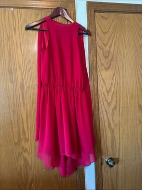 Plastic Island Bright Red Sleeveless High-Low Dress